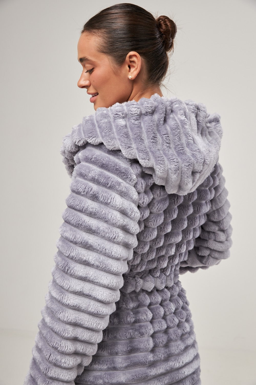 Халат из велсофта с капюшоном 0227/1 lavender sharpei