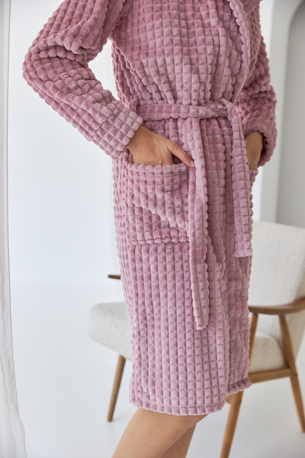 Халат из велсофта с капюшоном 0227/1 rose