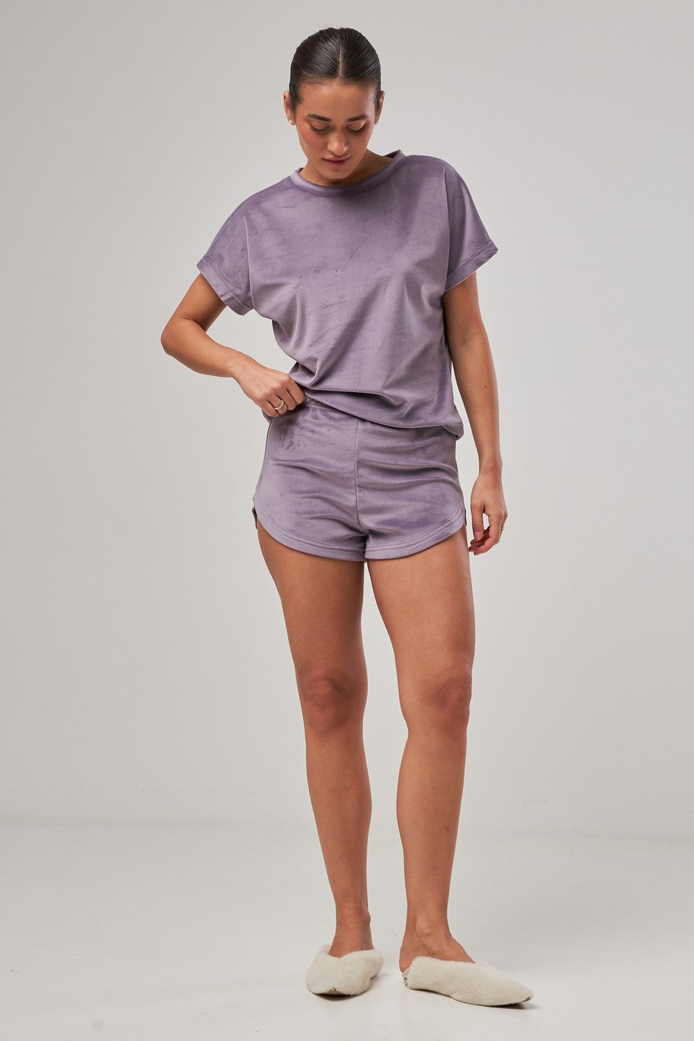 Плюшевая пижама с шортами 0277/278 lilac