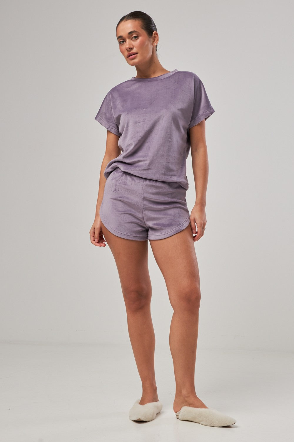 Плюшева піжама з шортами 0277/278 lilac