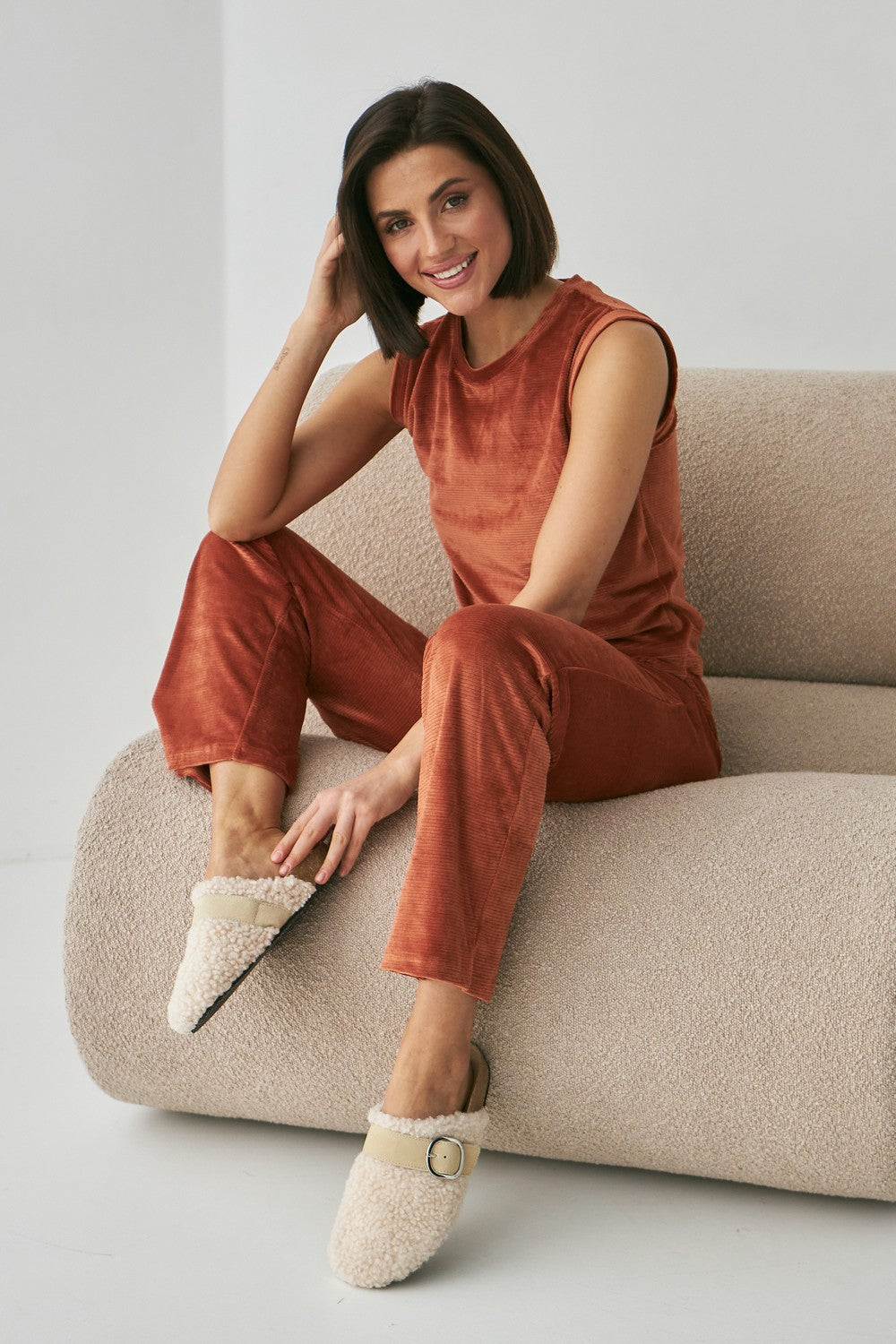 Велюровый комплект для дома с брюками 0279/280 mustard