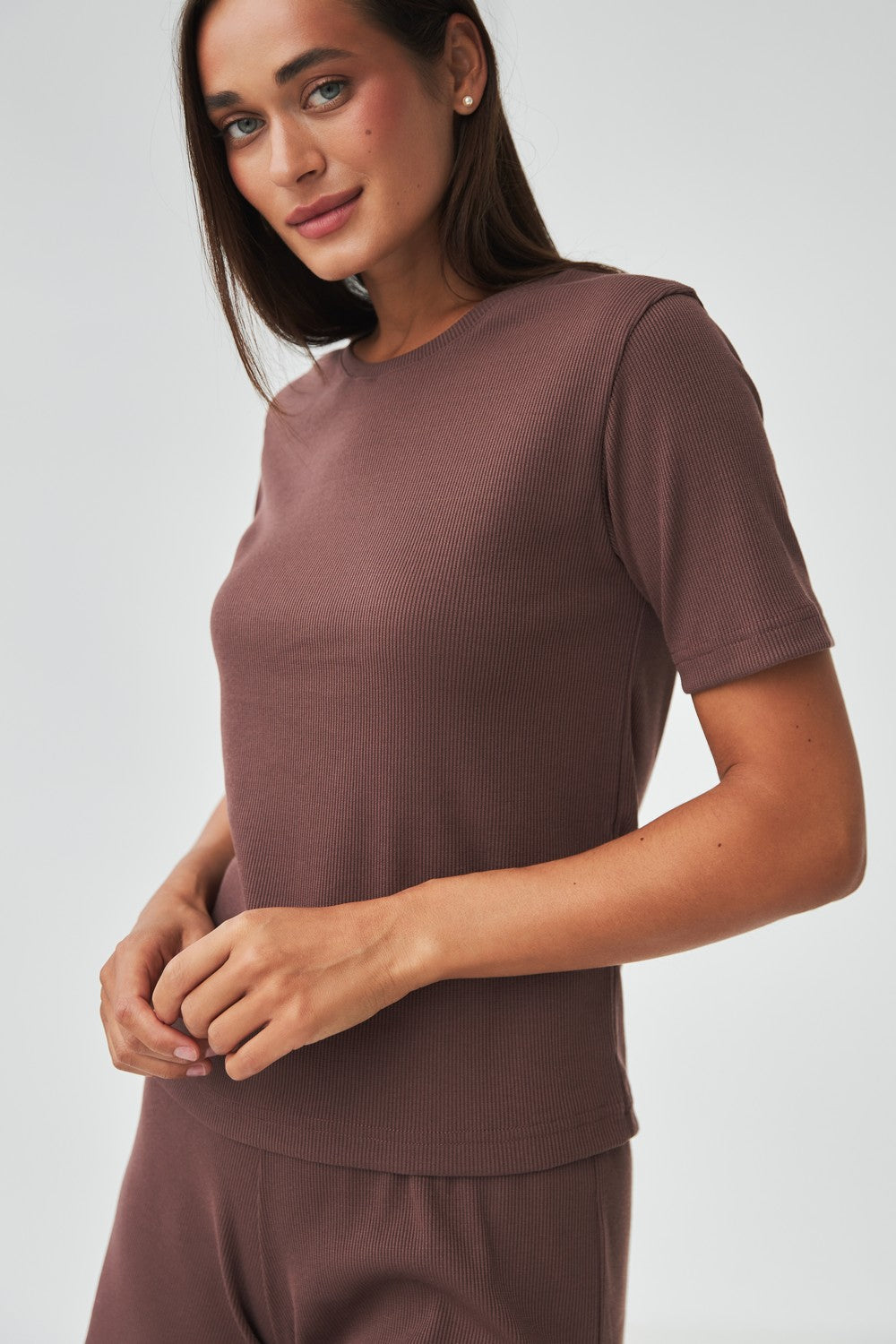 Пижама из вискозы в рубчик 0315/313 dark brown