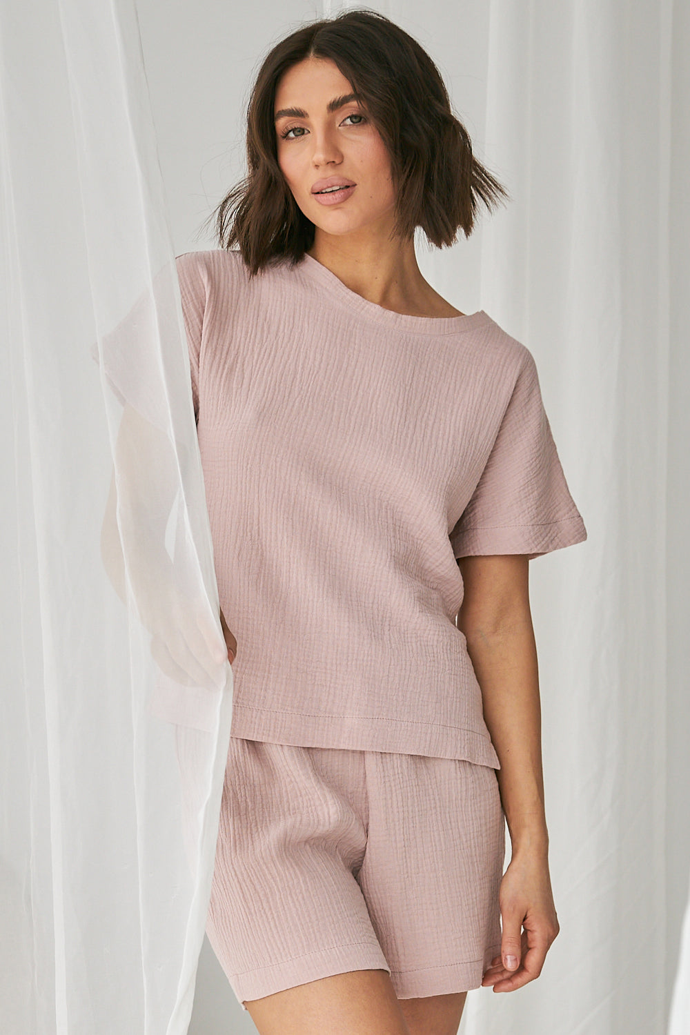 Хлопковая пижама с шортами 0328/329 cappuccino