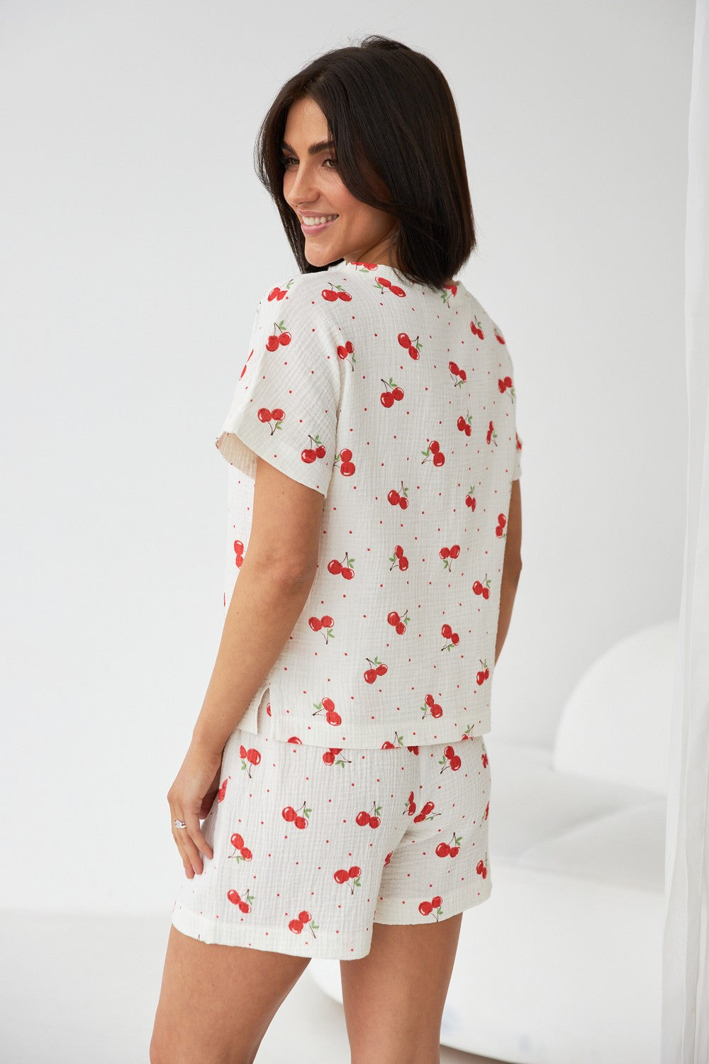 Муслиновая пижама с шортами 0328/329 cherry milk