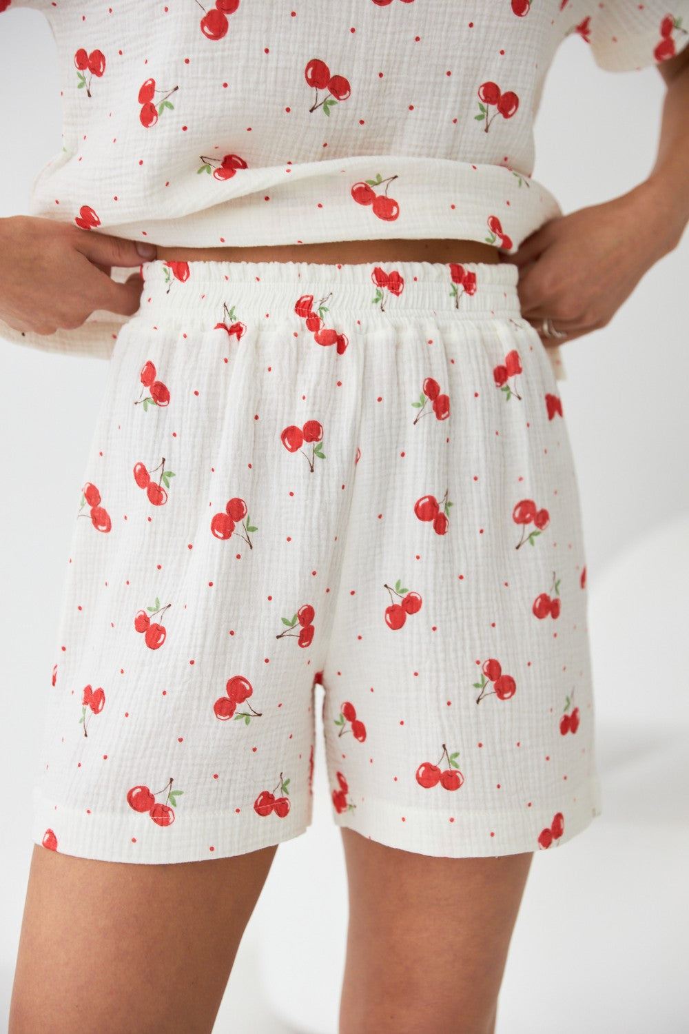 Муслиновая пижама с шортами 0328/329 cherry milk