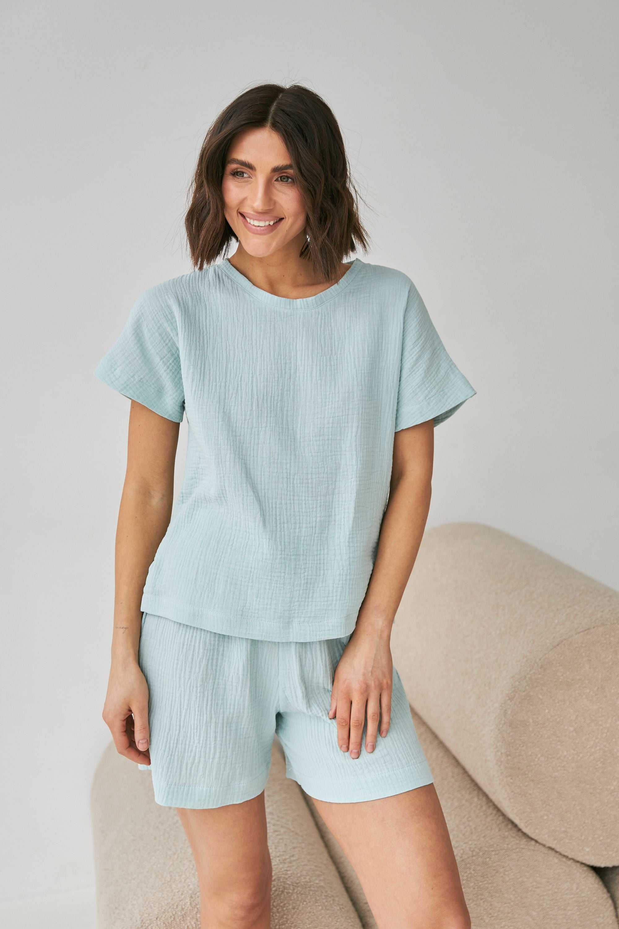 Хлопковая пижама с шортами 0328/329 mint