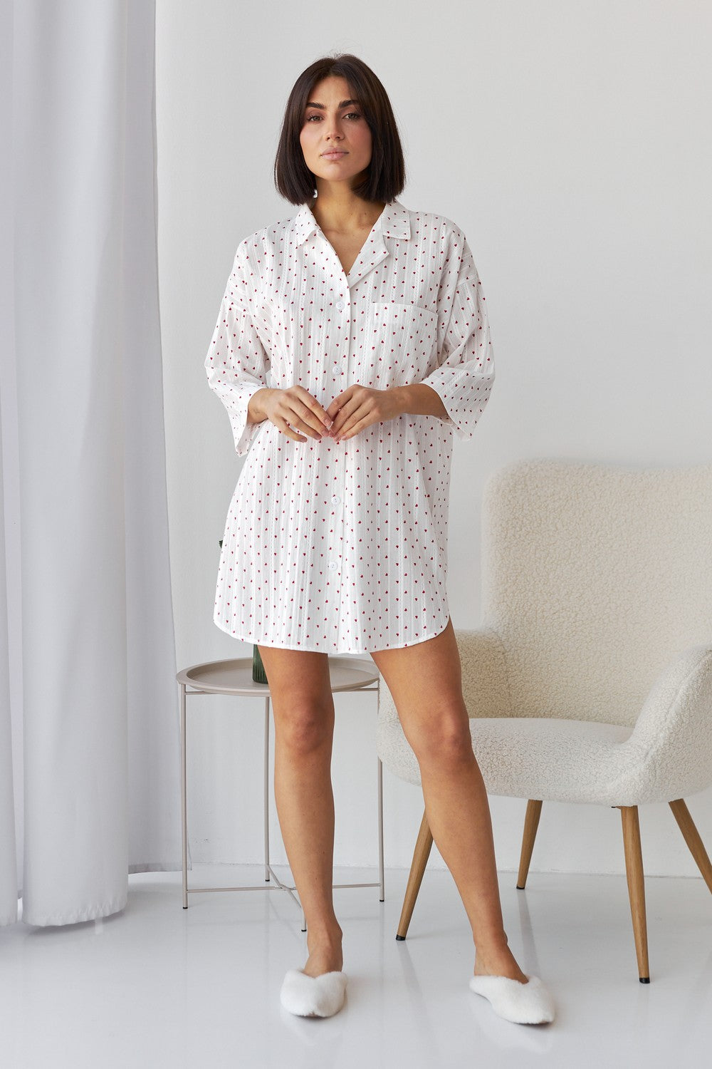 Ночная сорочка на пуговицах 0349 milk heart