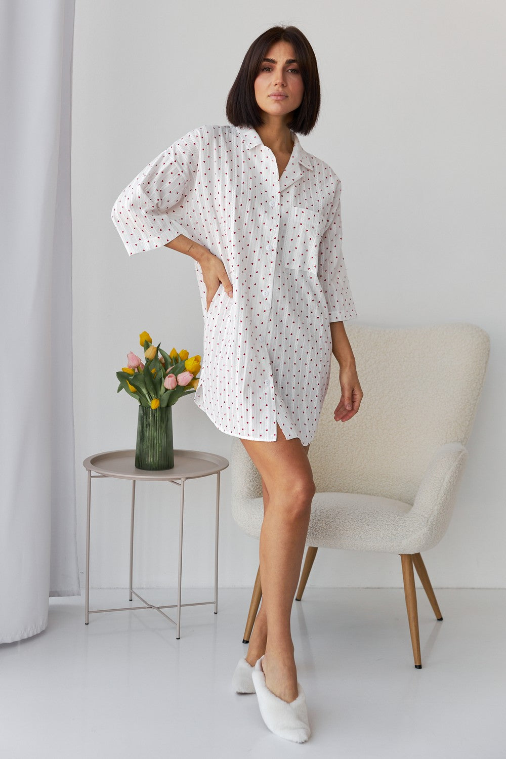 Ночная сорочка на пуговицах 0349 milk heart