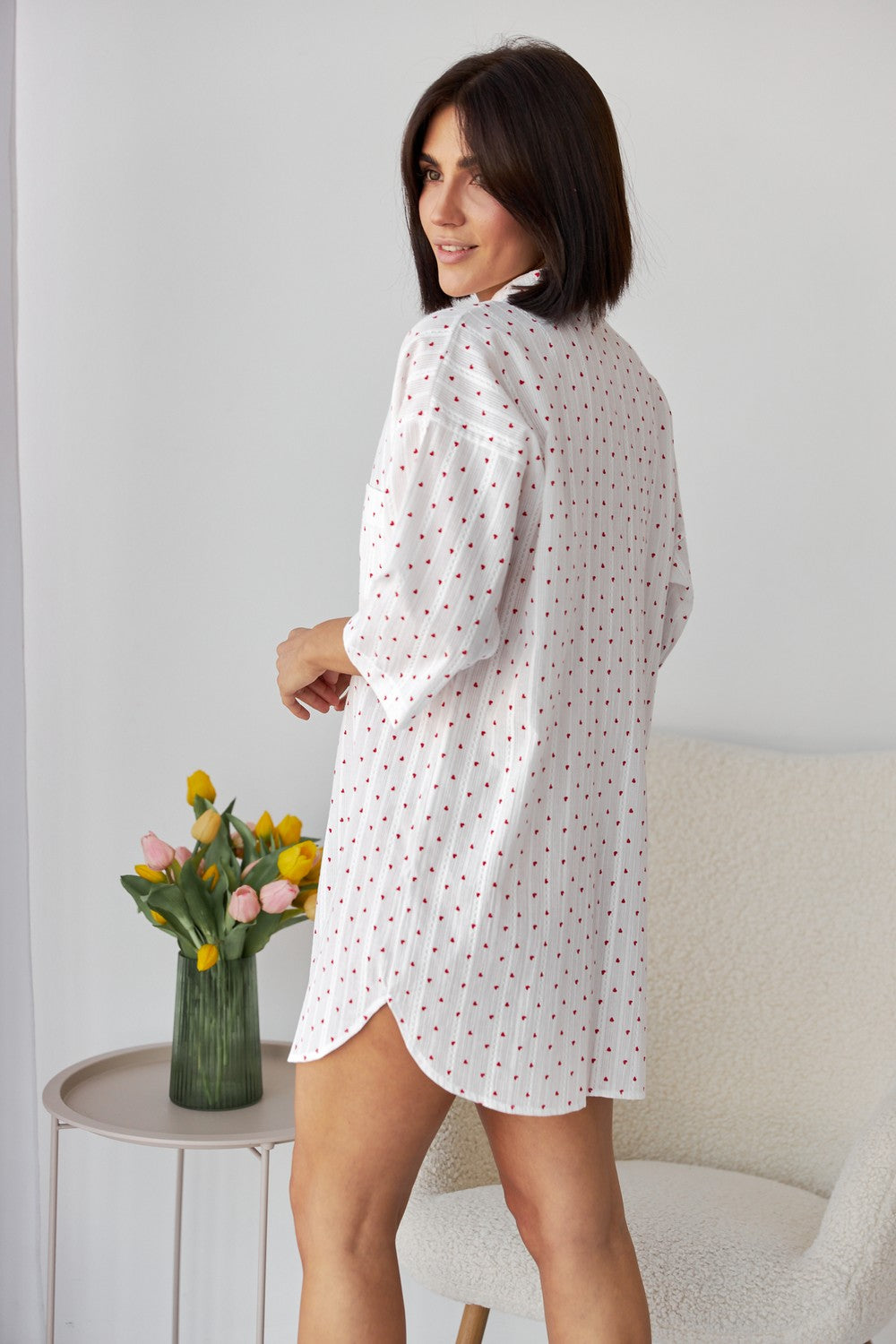 Ночная сорочка на пуговицах 0349 milk heart