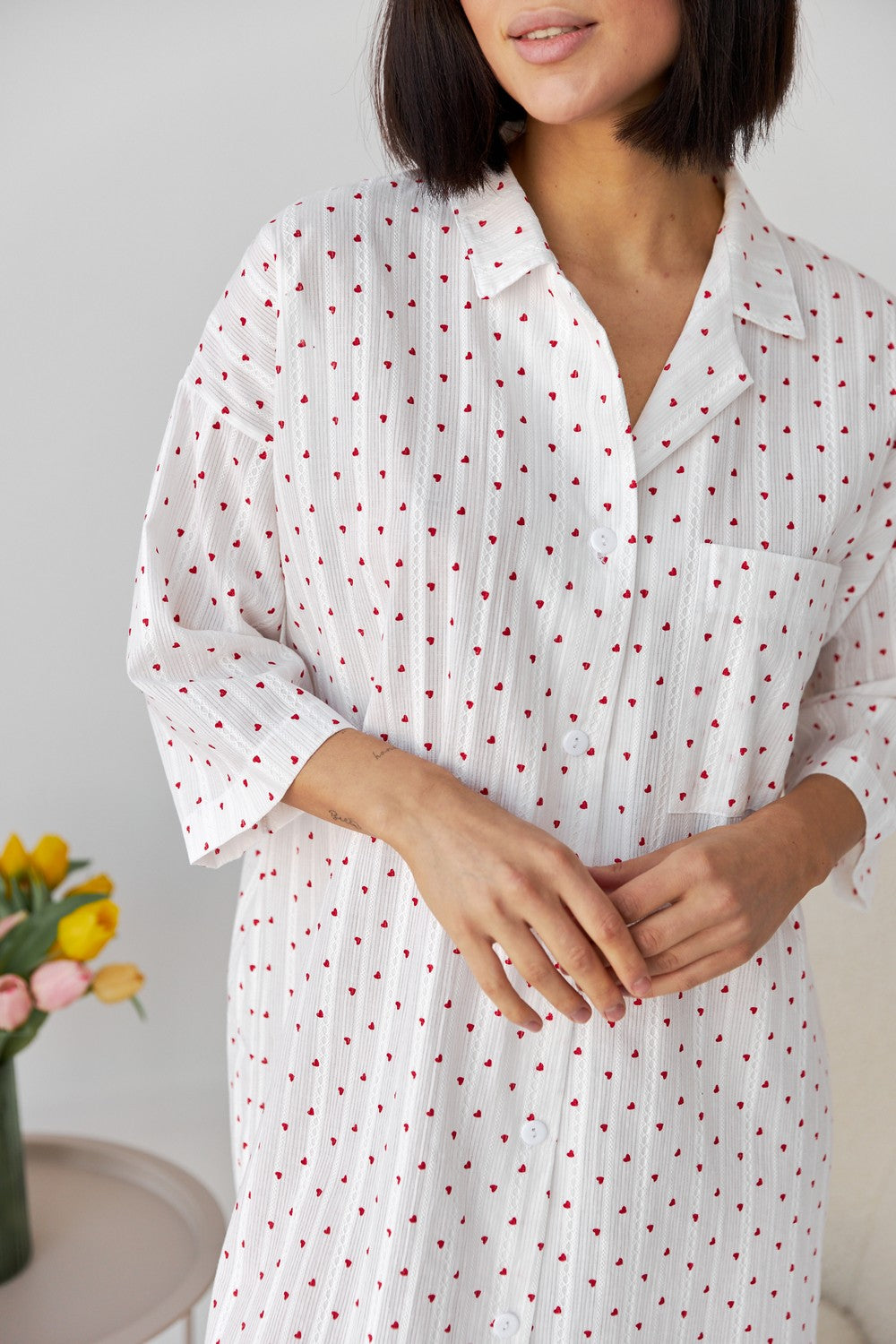 Ночная сорочка на пуговицах 0349 milk heart