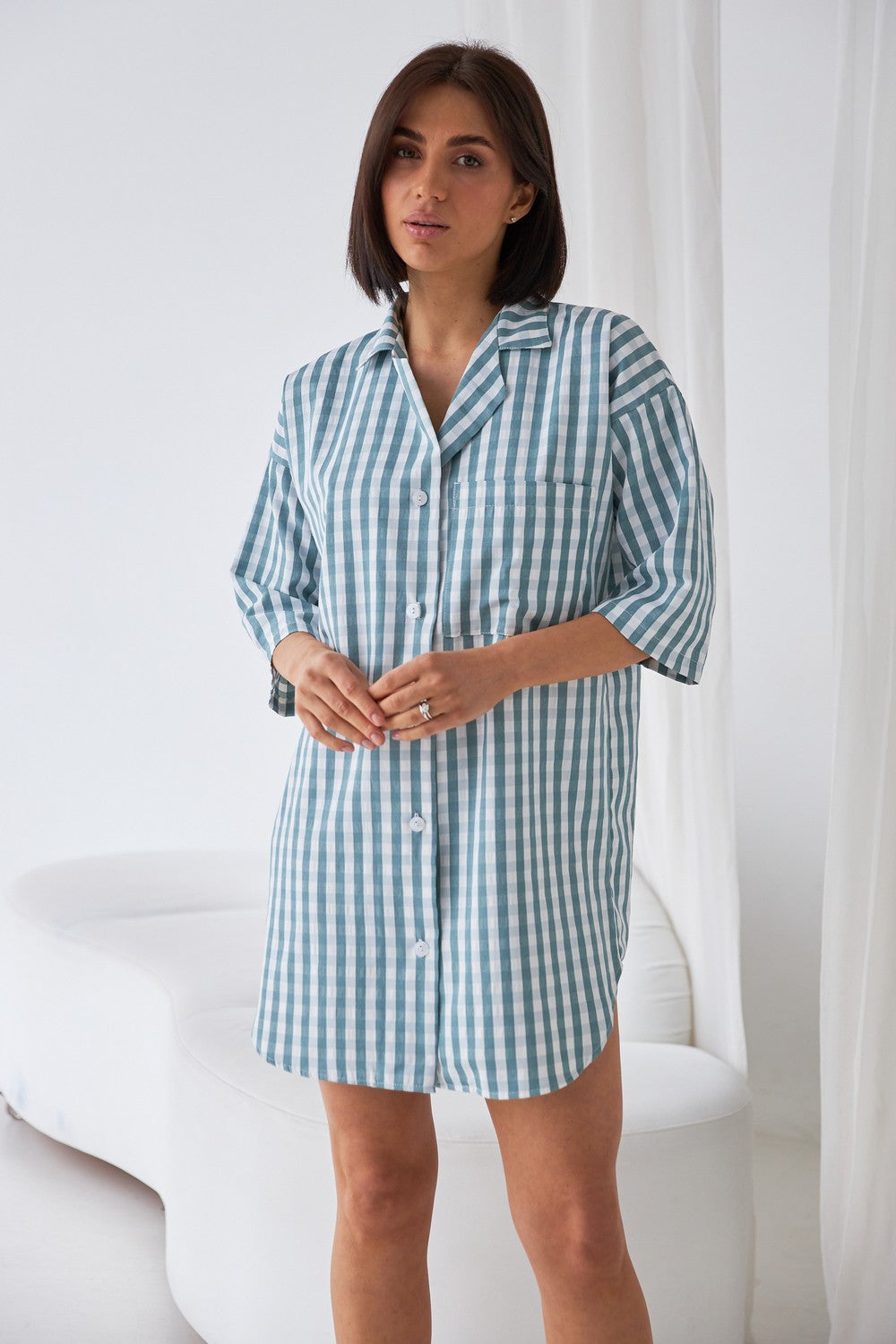 Ночная сорочка на пуговицах 0349 mint cell