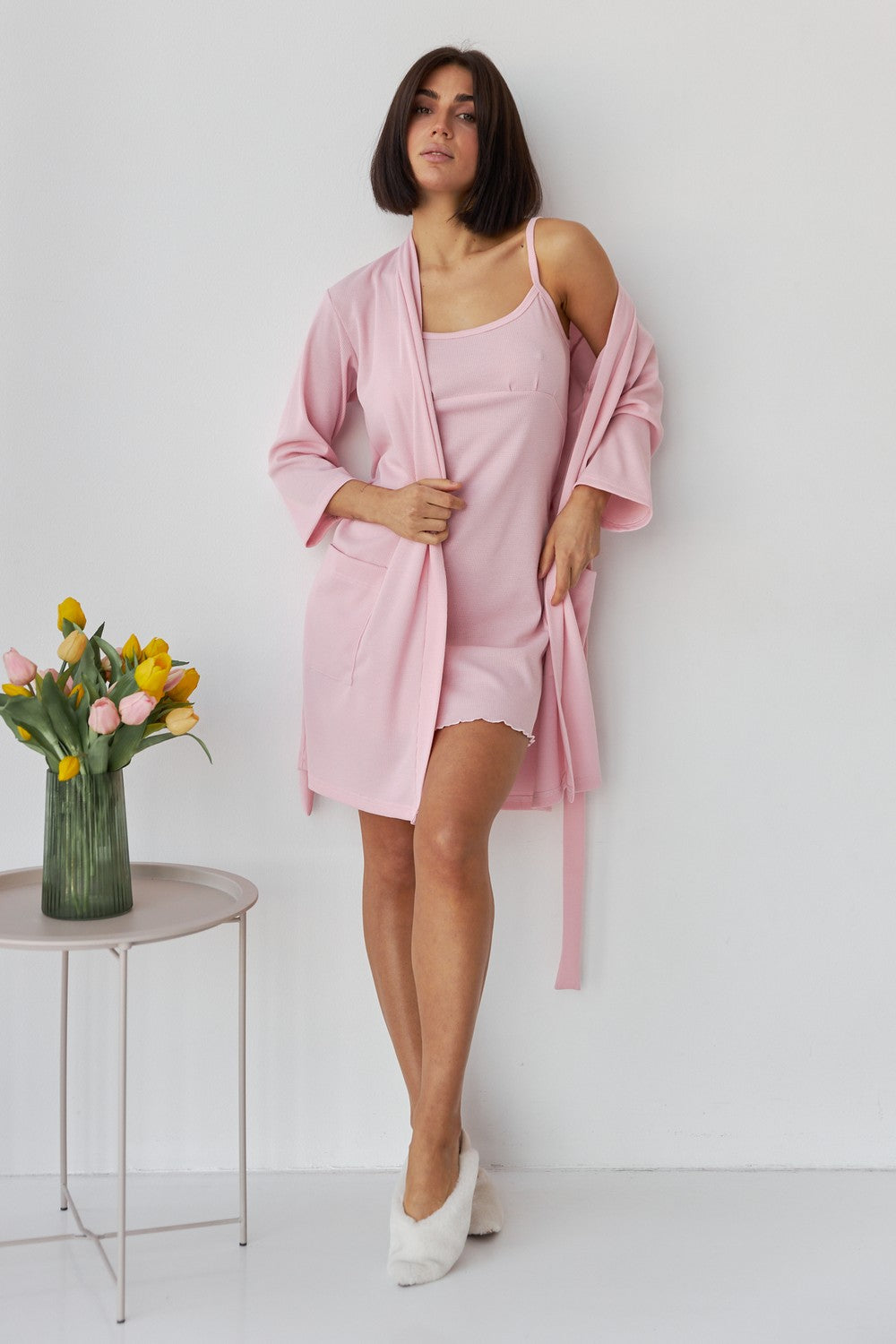 Сорочка на тонких бретелях 0352 rose