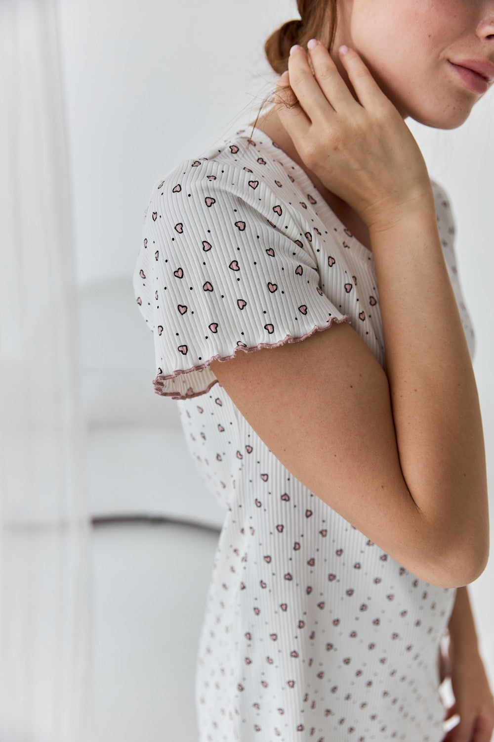 Ночная сорочка из хлопка 0366 hearts on milk