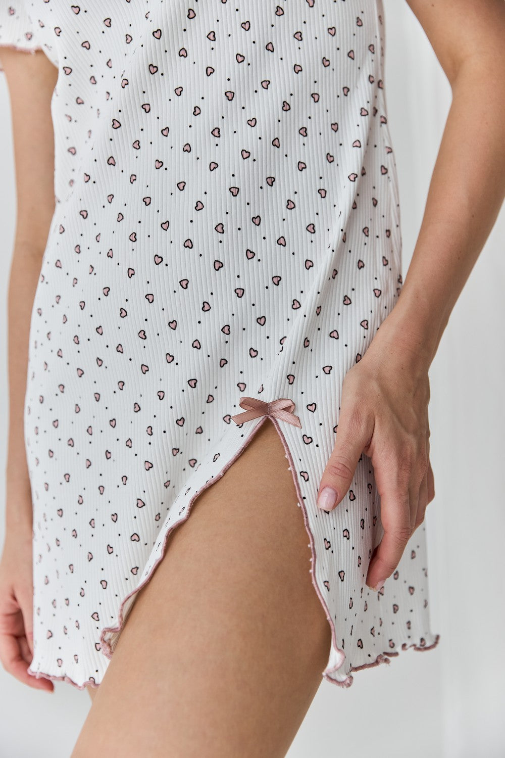 Ночная сорочка из хлопка 0366 hearts on milk