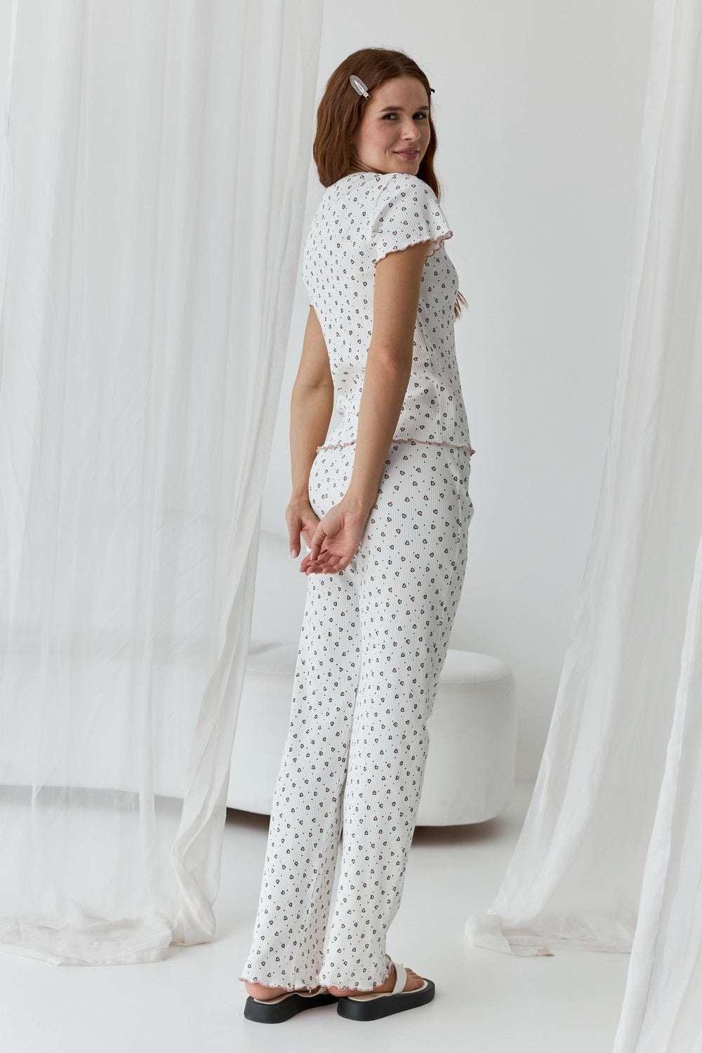 Хлопковая пижама с брюками 0369/370 hearts on milk