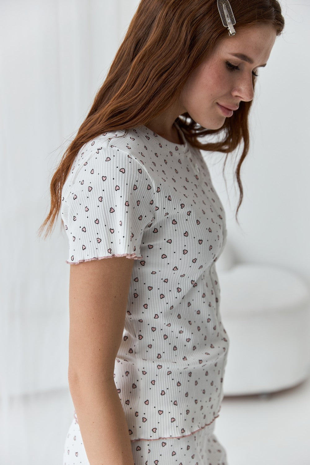 Хлопковая пижама с брюками 0369/370 hearts on milk