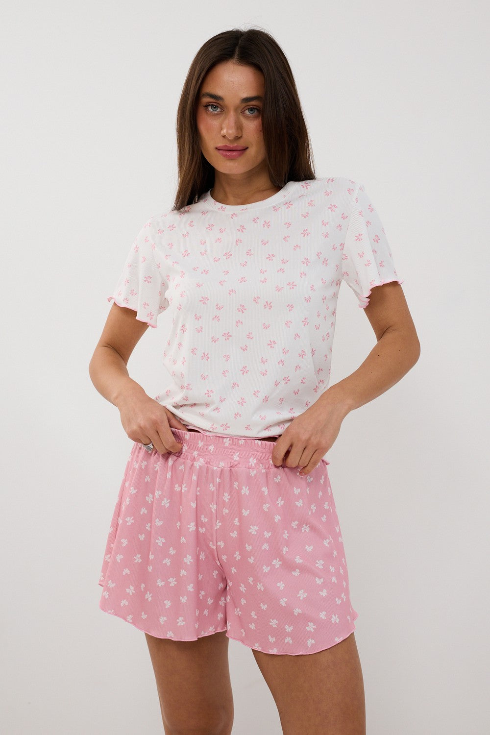 Пижама с шортами 0386/387 bows/rose