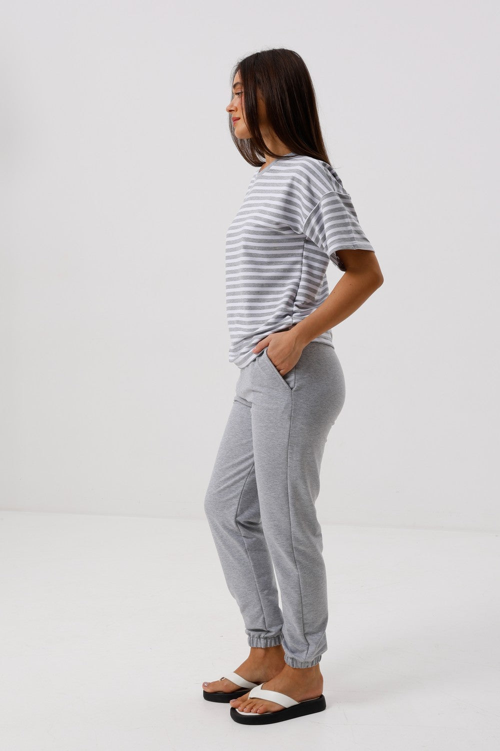 Бавовняна піжама з брюками 0397/398 gray melange Barwa