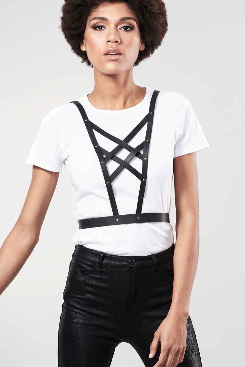 Портупея с заклепками Cross Cleavage Harness Black