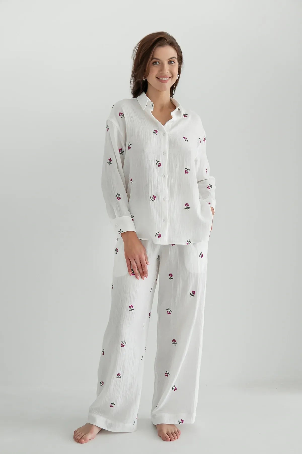 Рубашка из муслина с вышивкой Blueberry ML0058-39-60