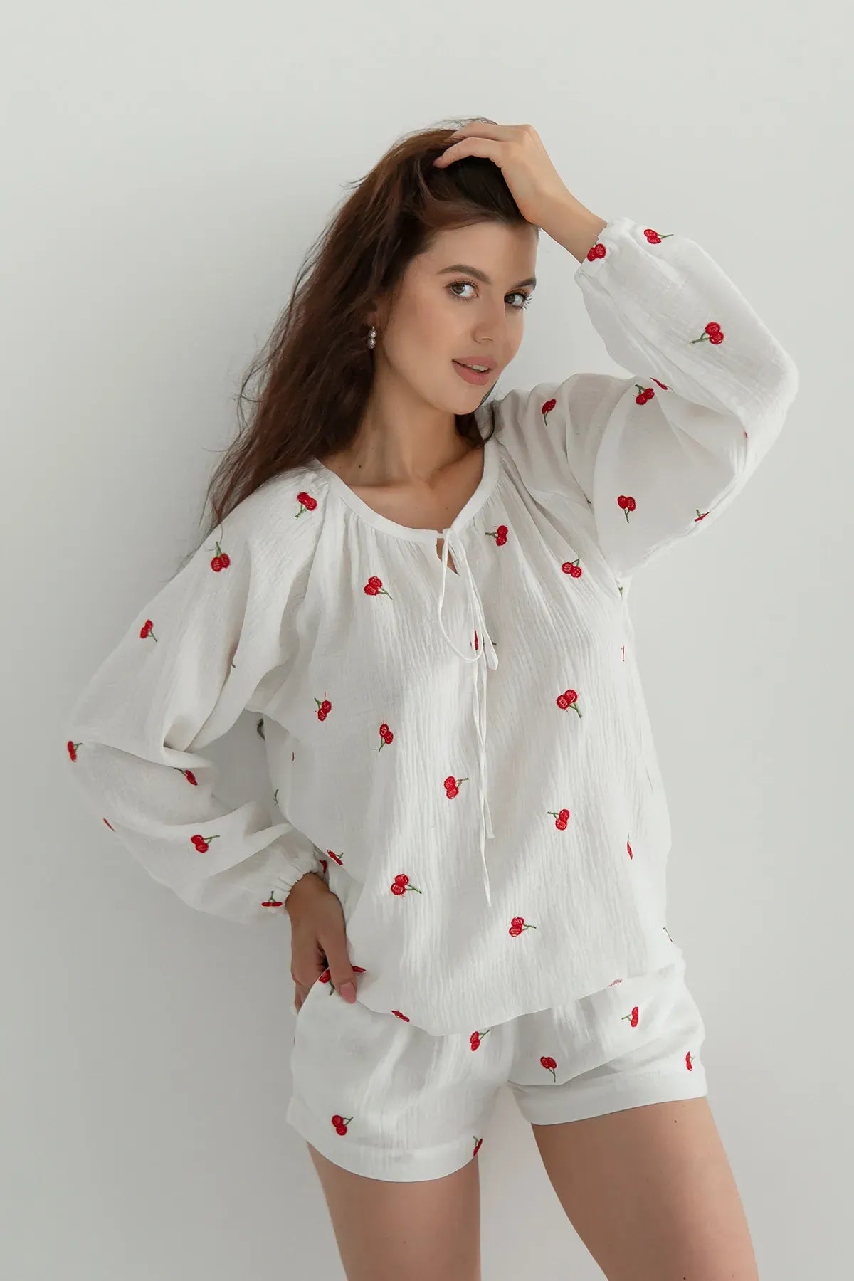 Рубашка из муслина с вышивкой Cherry ML0085-38-60