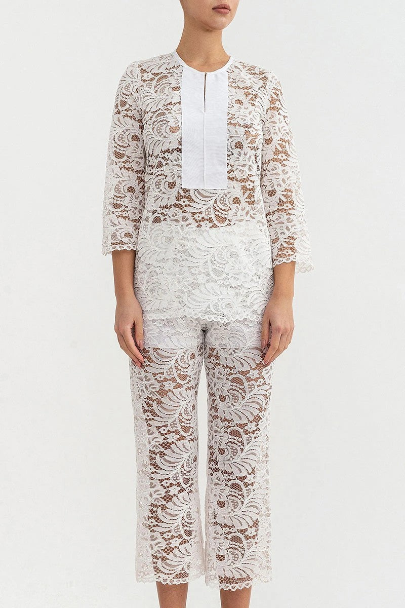 Гіпюрова блуза Камелія 26039 white