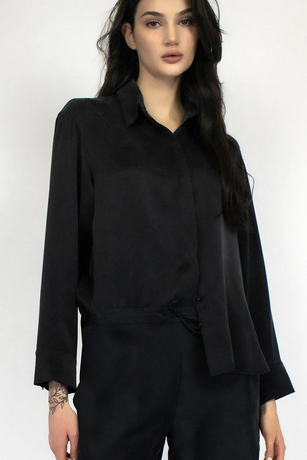 Шелковая пижамная блуза 241201-04 black