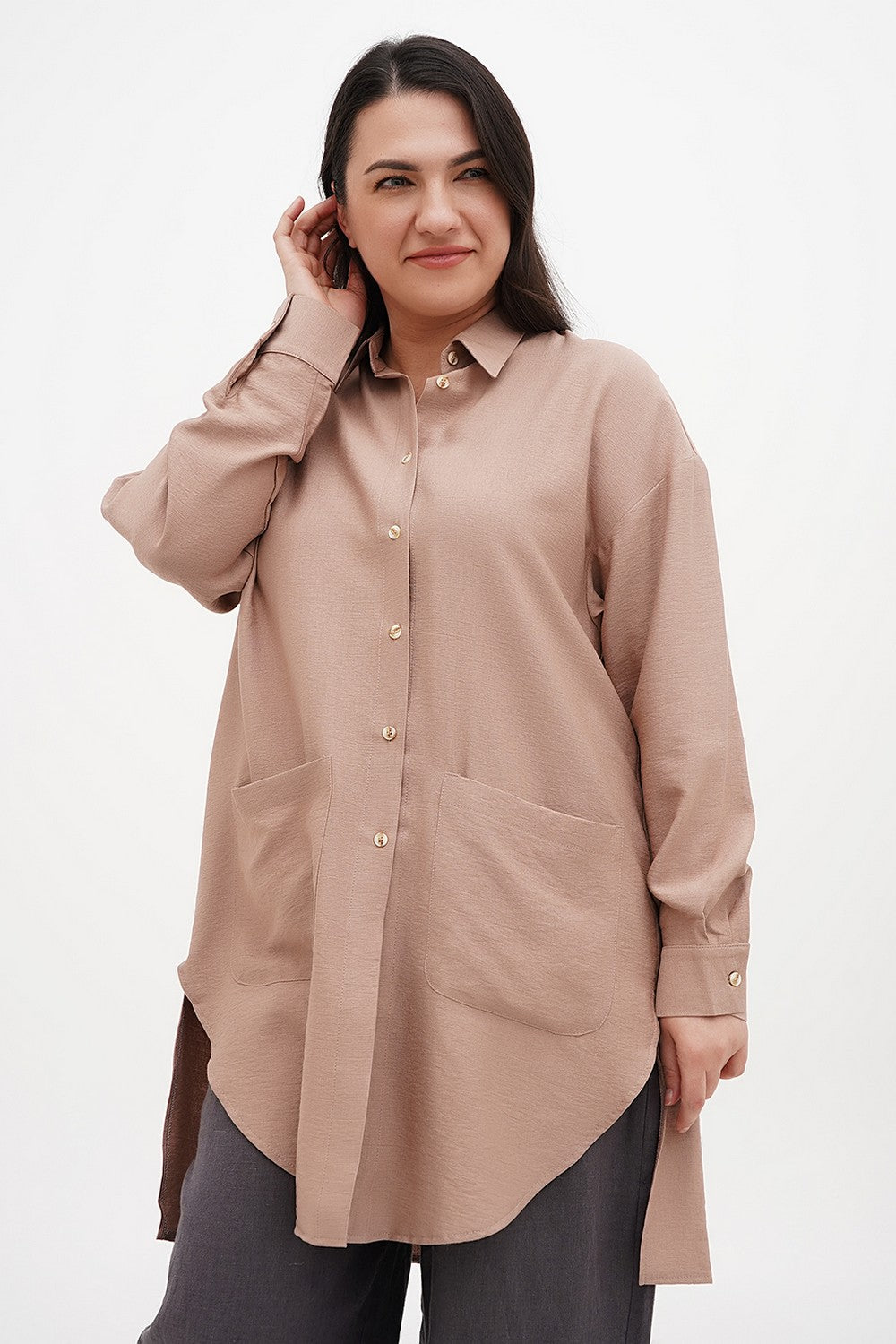 Асимметричная рубашка Marisa cappucino