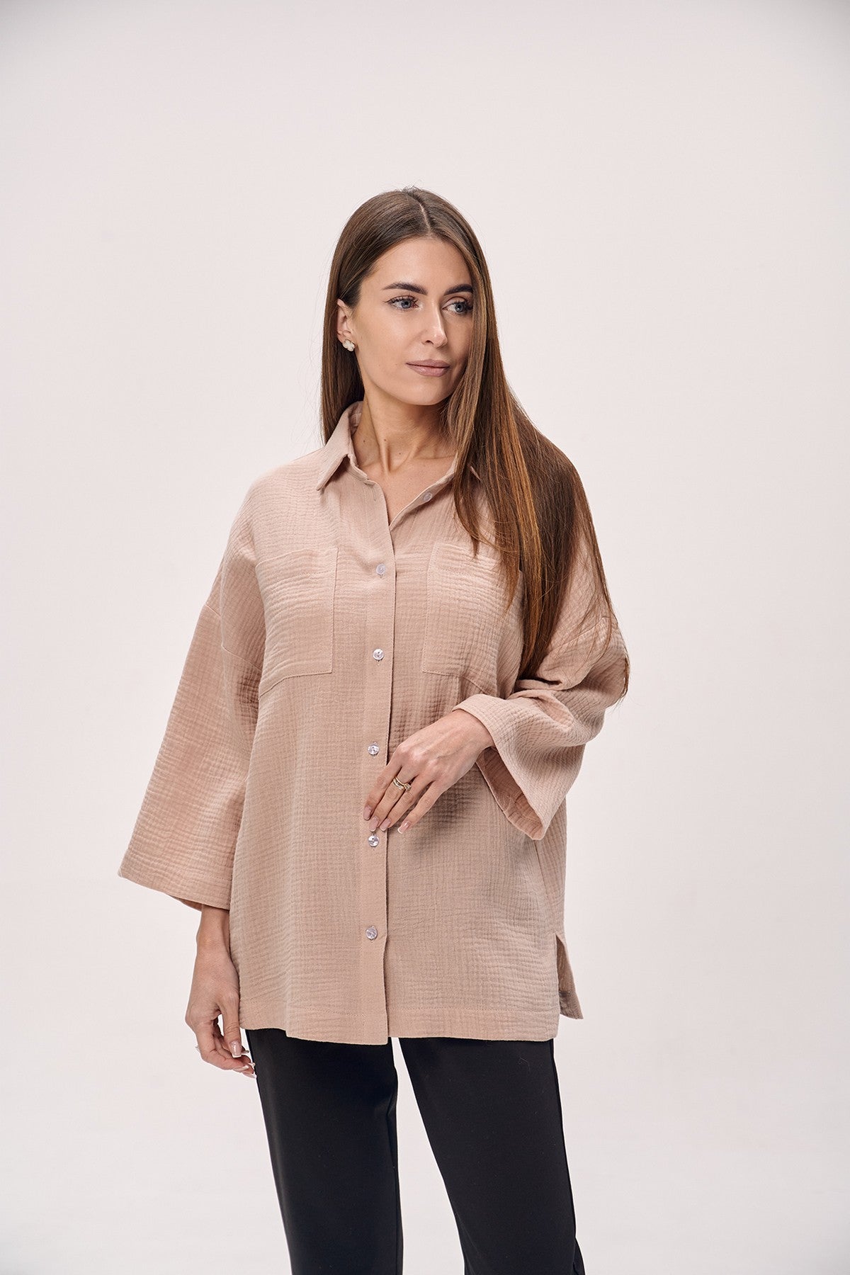 Блуза из муслина 1603 cappucino