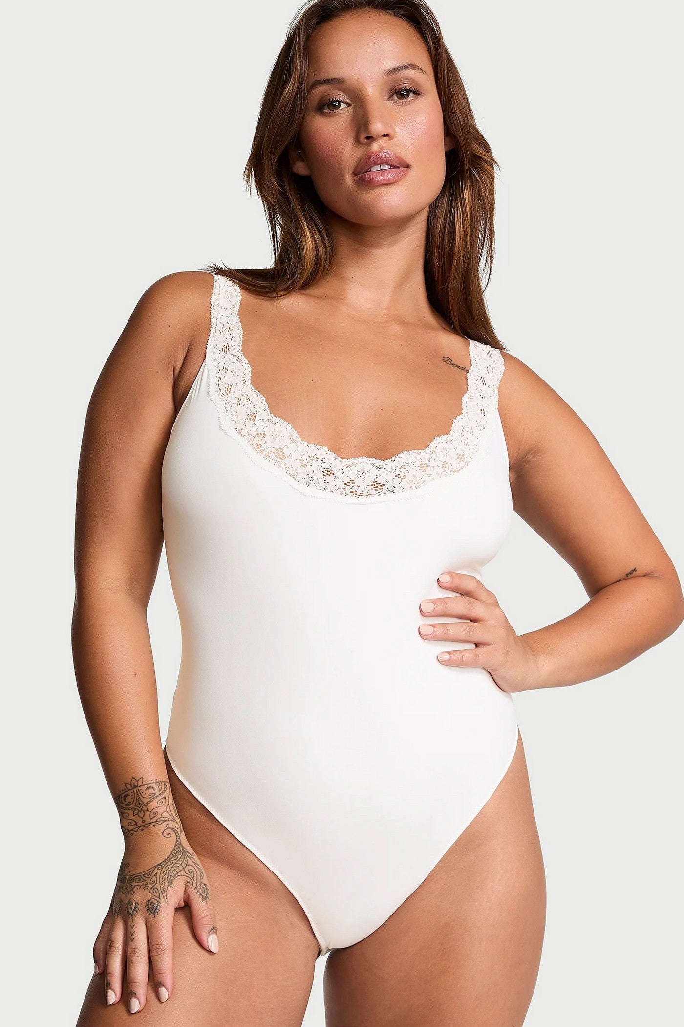 Боди-стринг с кружевом 548355016 milk