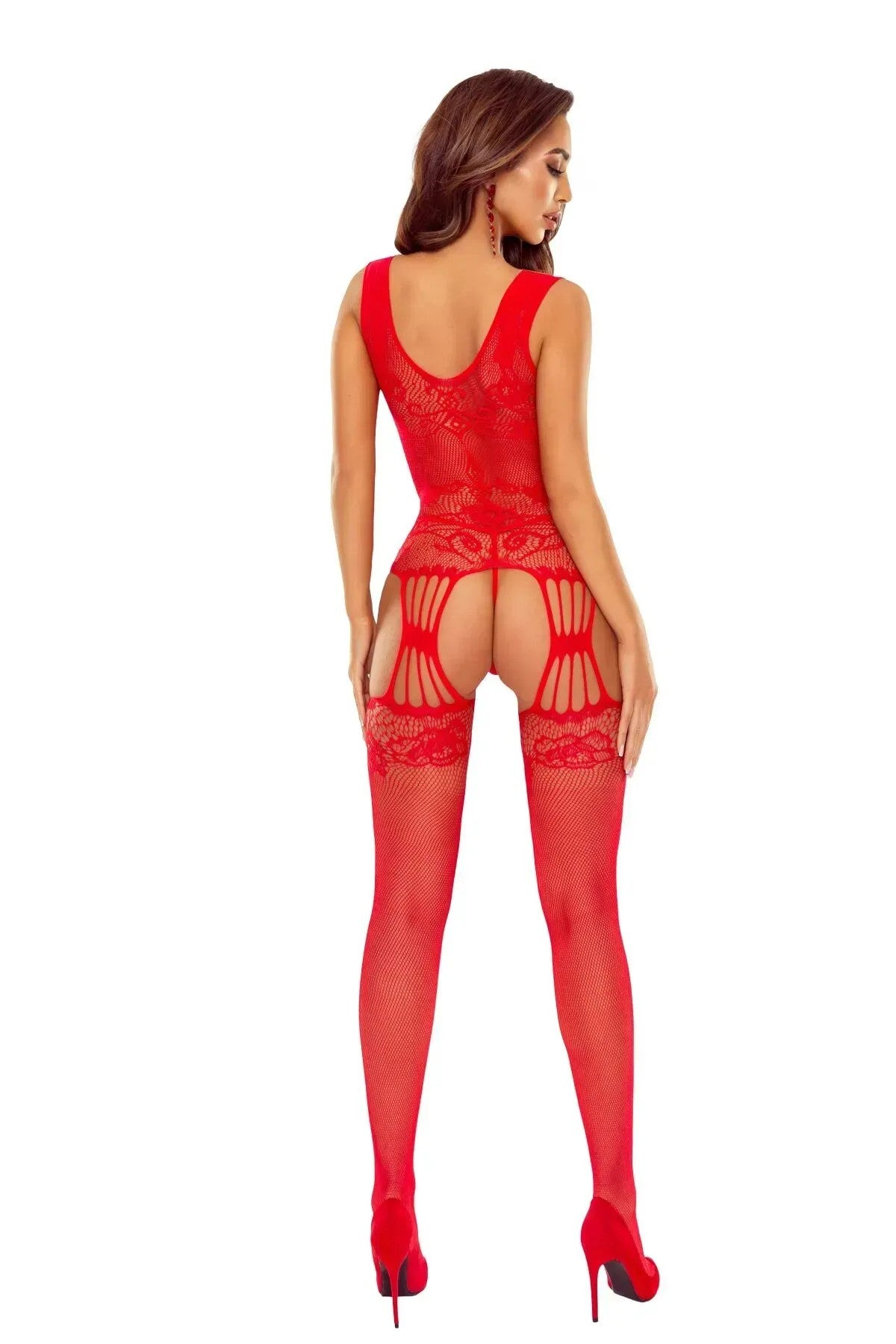 Бодістокінг з імітацією панчох BS120 red Passion вигляд ззаду