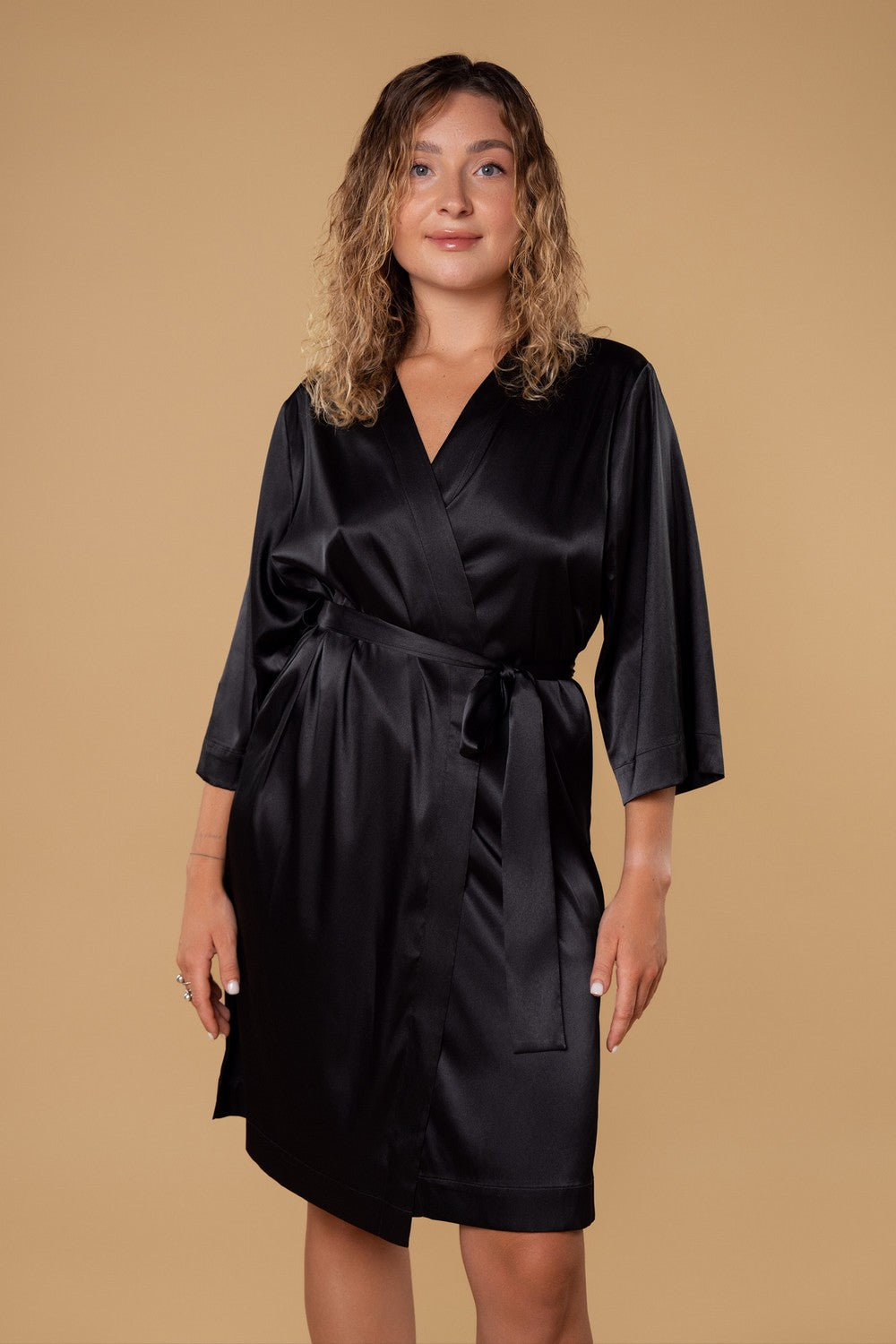 Сатиновий халат з поясом HOM2526000 black
