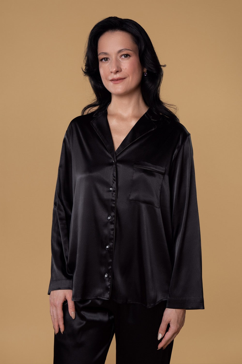Піжамна блуза на гудзиках HOM2526004 black