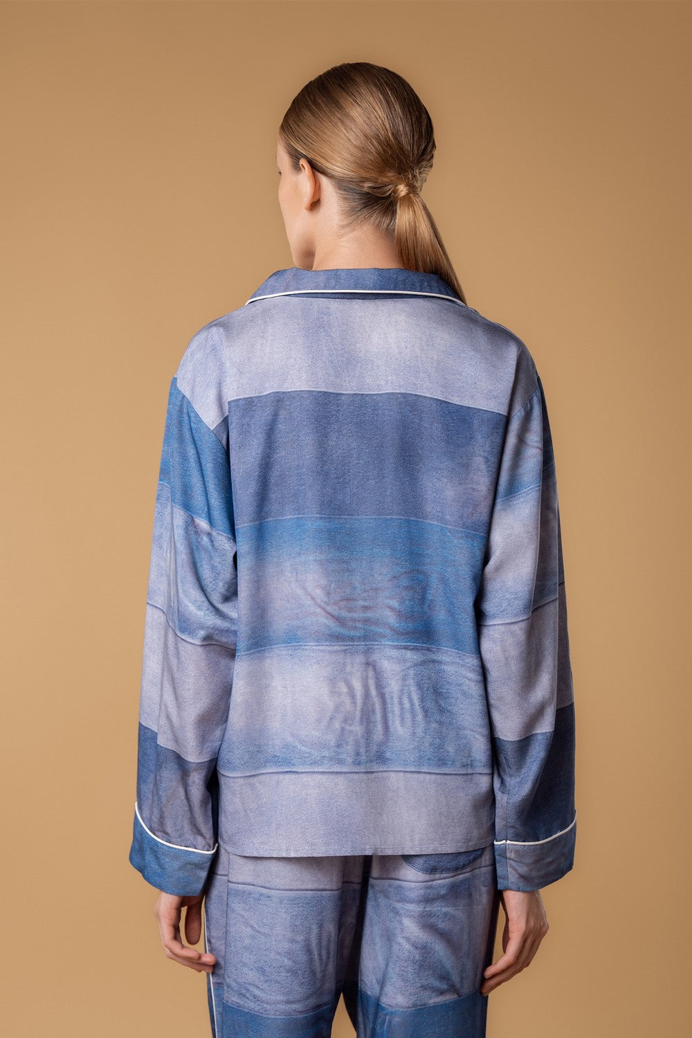 Пижамная блуза на пуговицах HOM2529004 denim