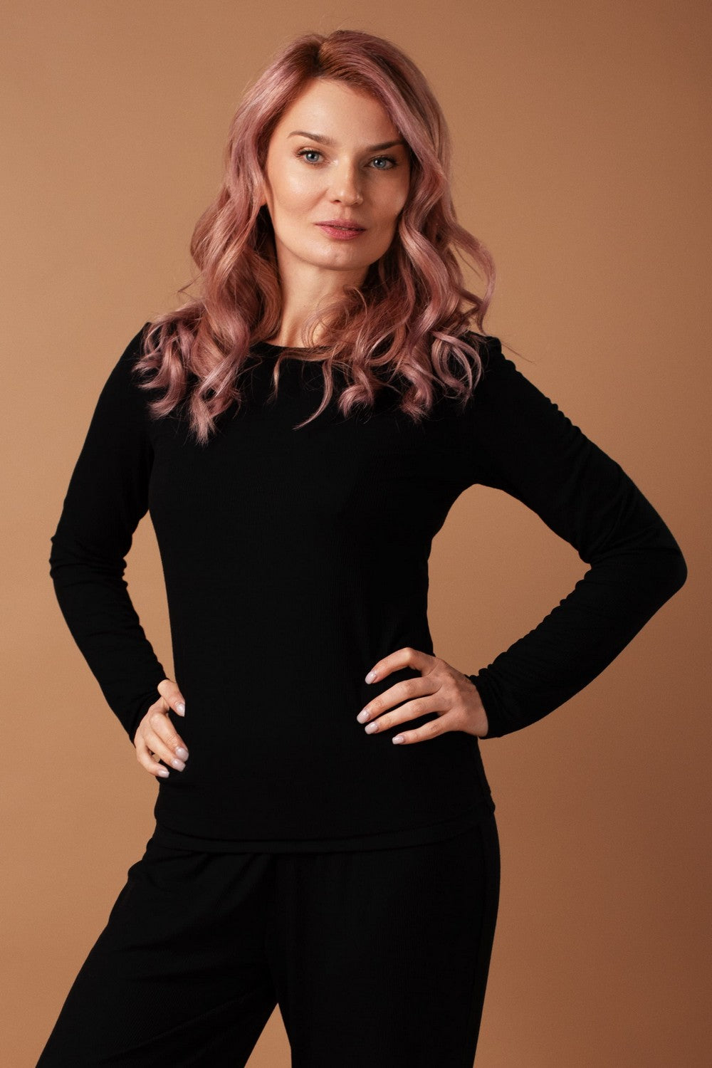 Лонгслив в рубчик HOM25313042 black