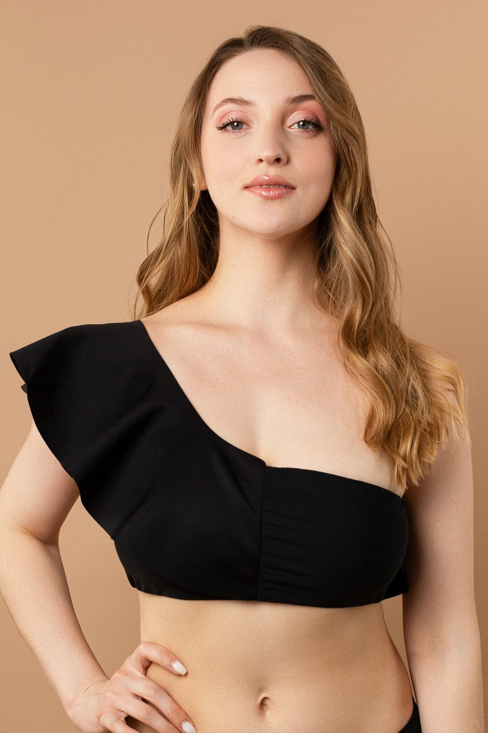 Купальный топ-бандо с воланом SO246631 black