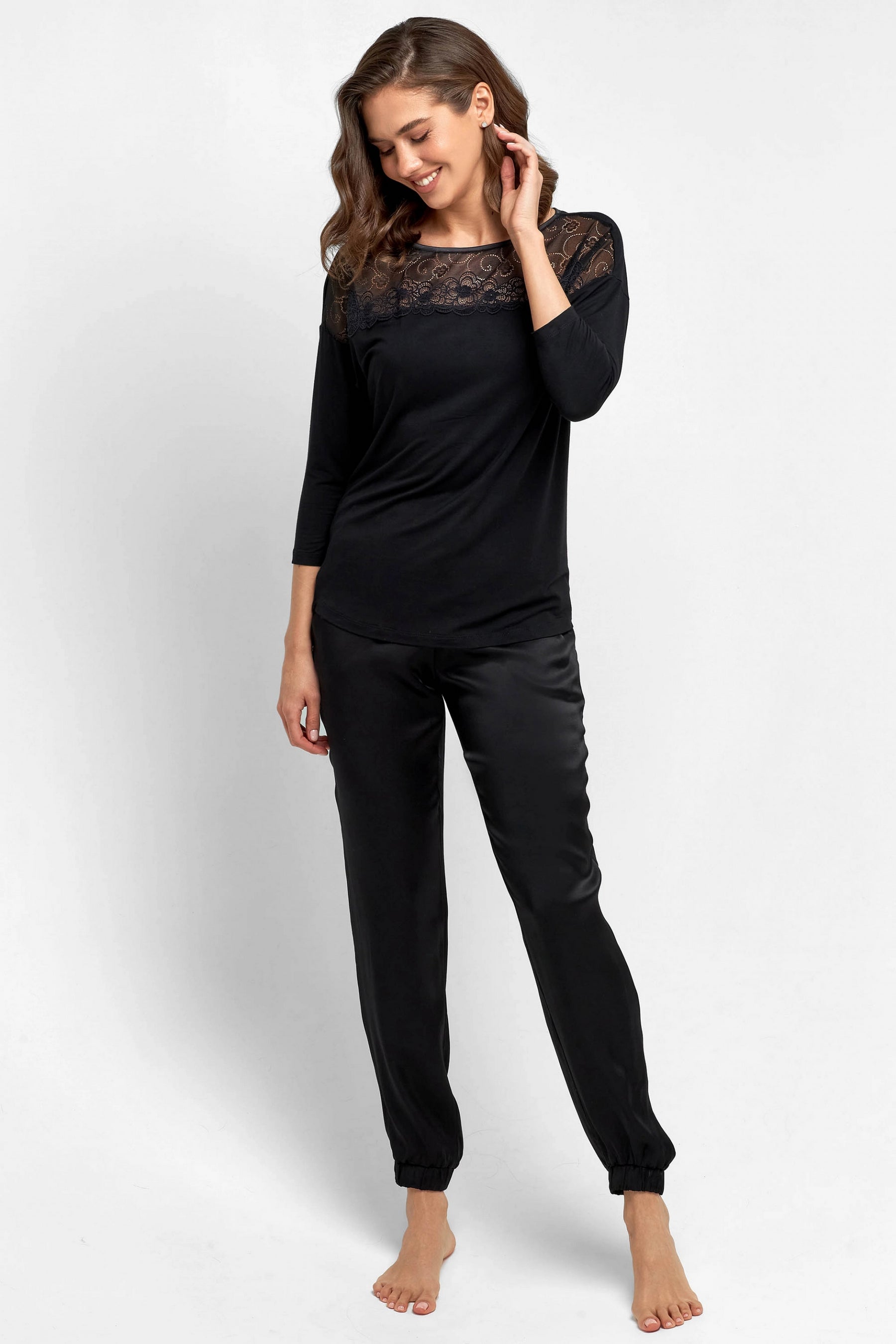 Сатиновые домашние брюки 6224 01 black