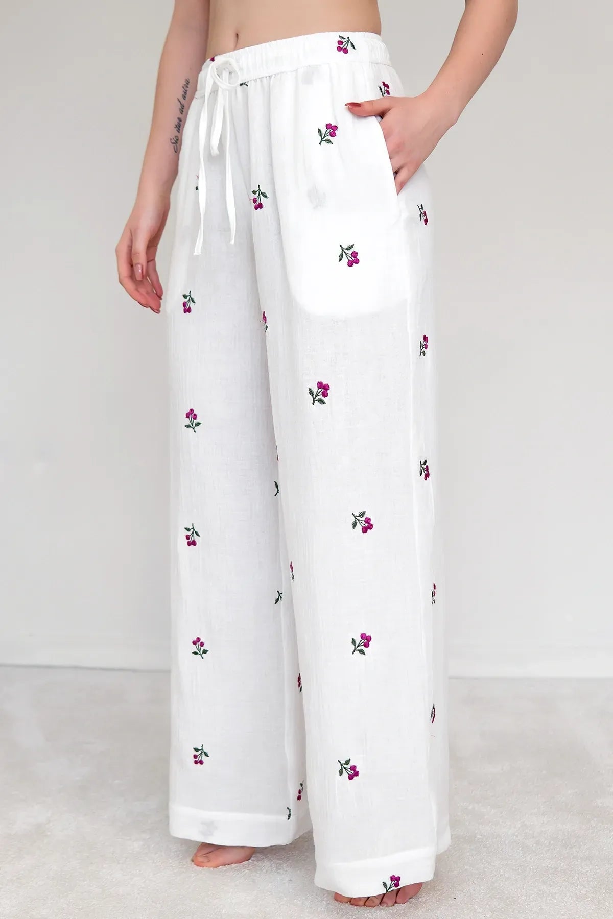 Брюки из муслина с вышивкой Blueberry ML0084-39-09