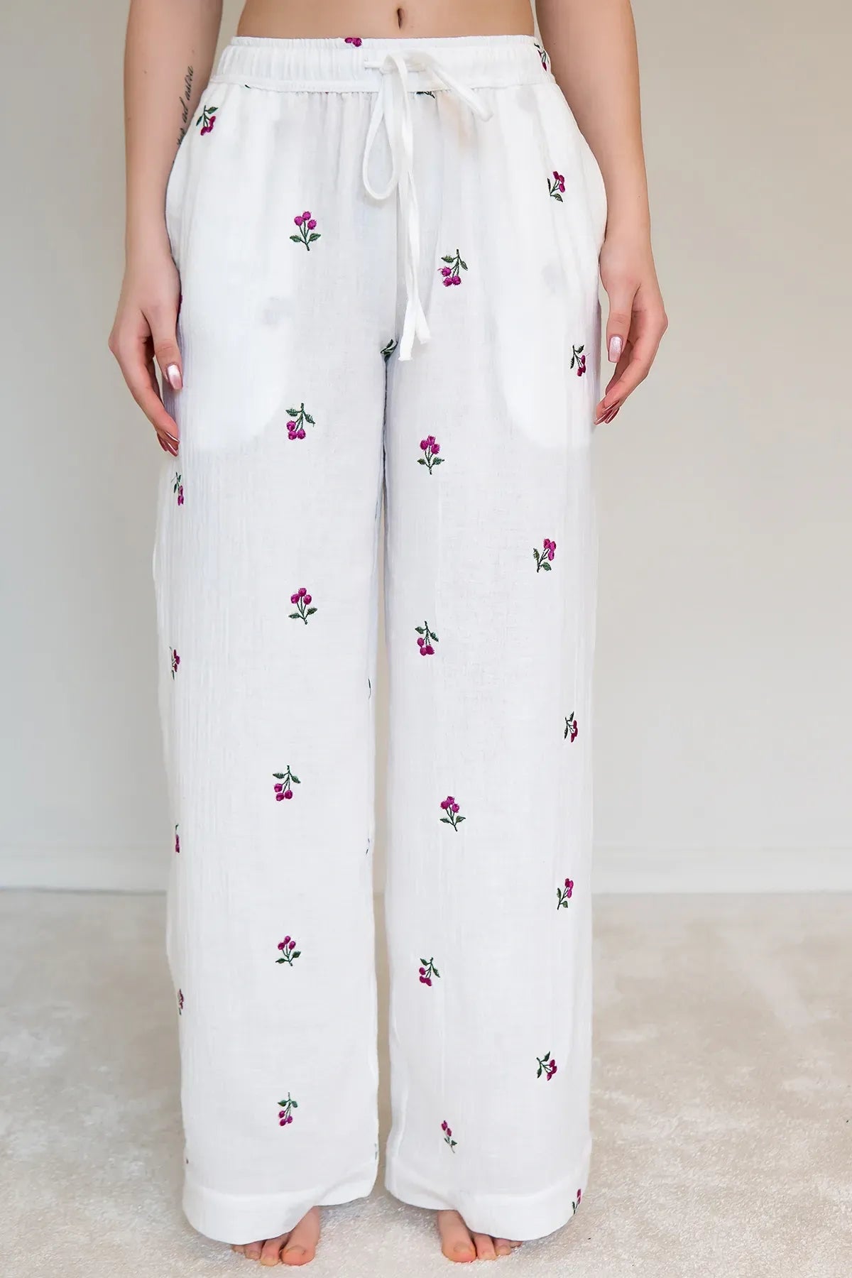 Брюки из муслина с вышивкой Blueberry ML0084-39-09