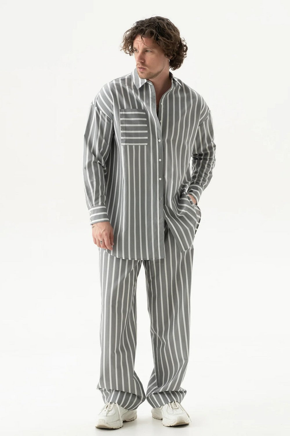 Хлопковые брюки 251204-06 Strapped Cotton quiet gray