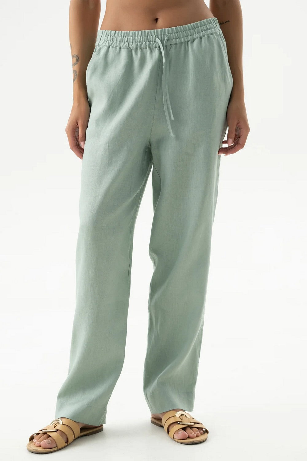 Льняные брюки 251206-06 Linen Spirit green