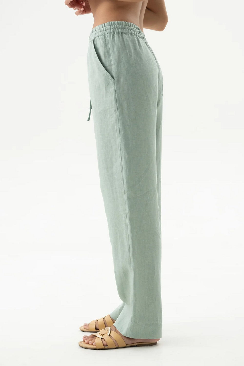 Льняные брюки 251206-06 Linen Spirit green