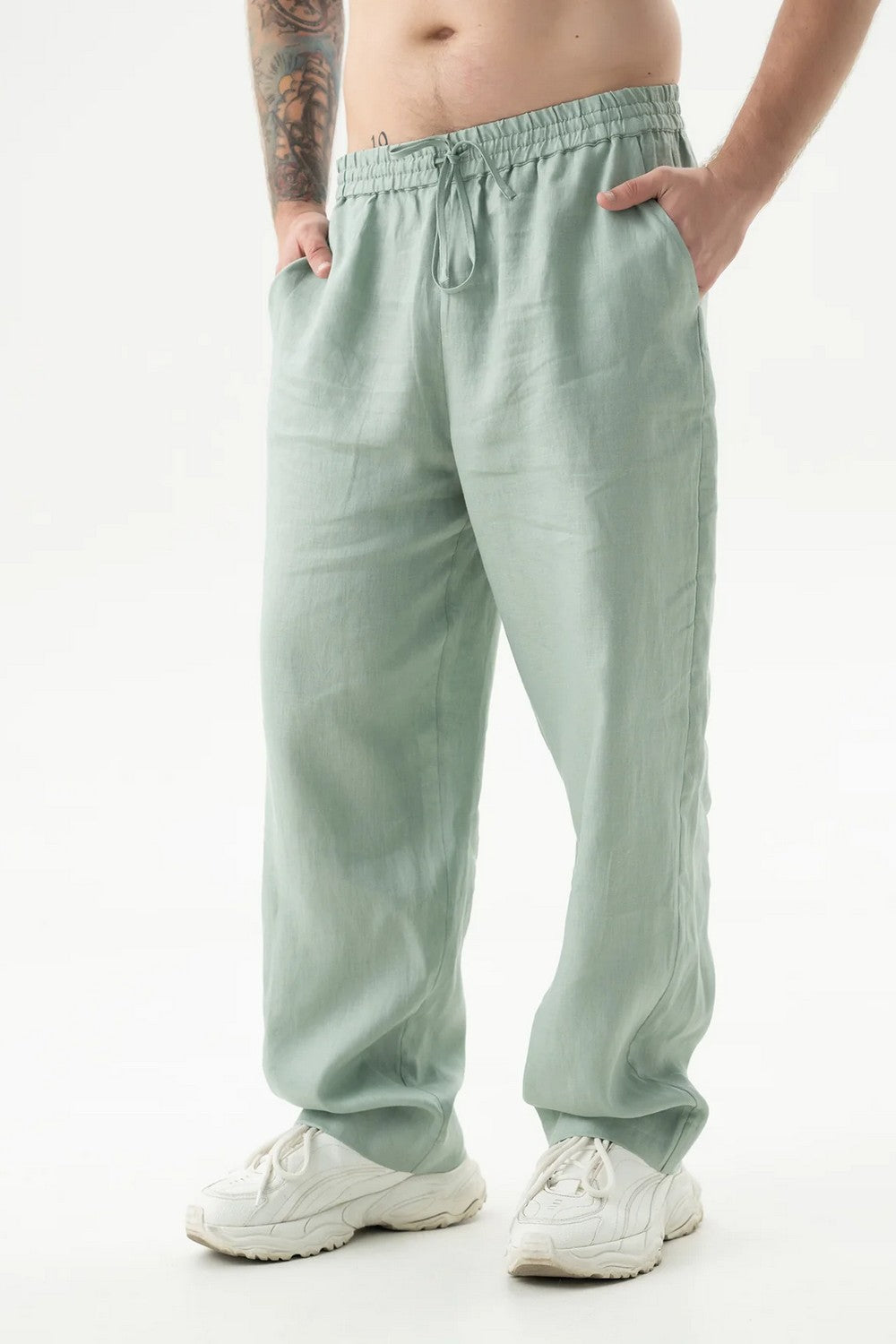 Льняные брюки 251206-06 Linen Spirit green