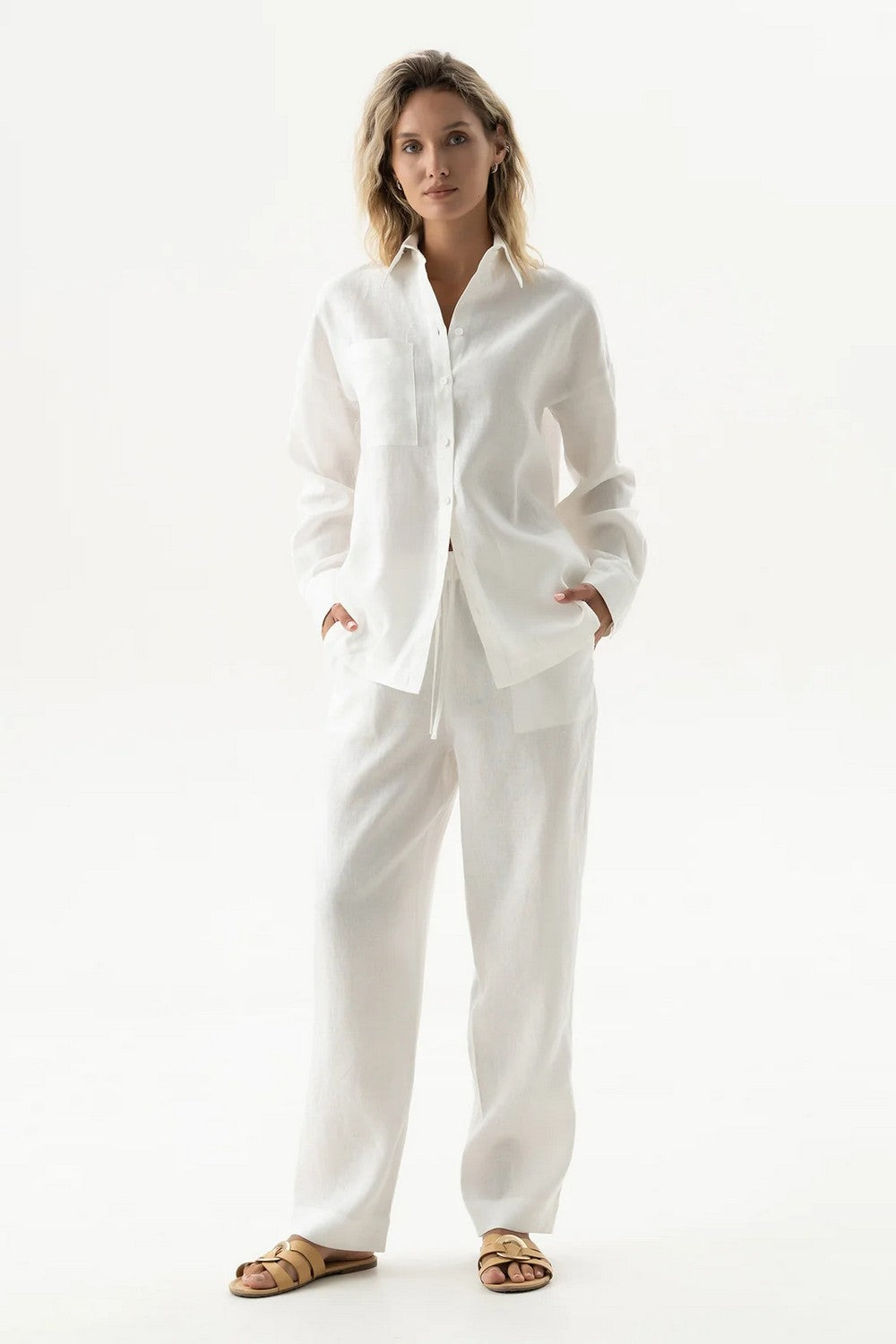 Льняные брюки 251206-06 Linen Spirit white