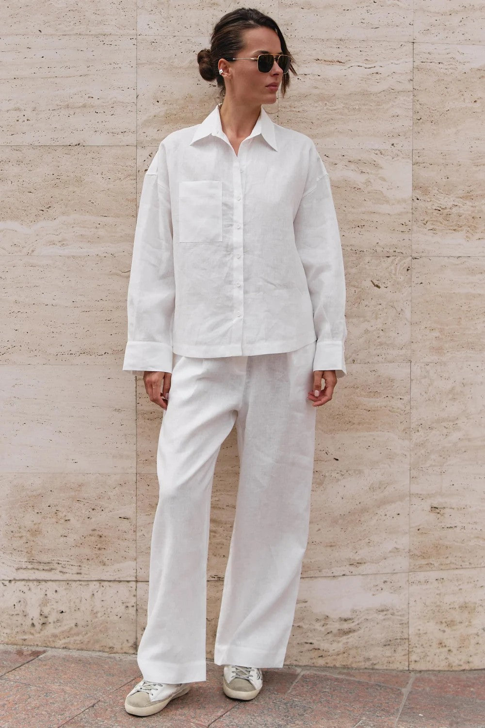 Лляні штани 251206-16 Linen Spirit white Nokaya