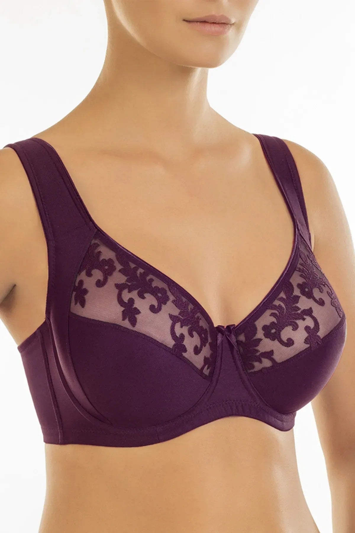 М'який бюстгальтер з вишивкою 006 015 Martina dark grape