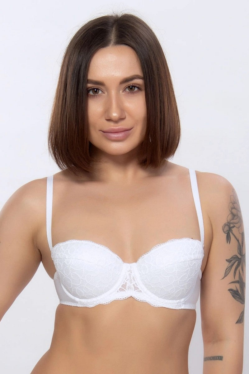 Мереживний бюстгальтер зі щільними чашками 168 white