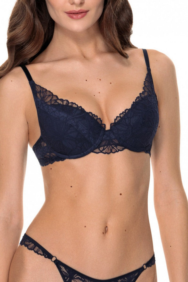 Кружевной бюстгальтер пуш-ап 1102/74 Elly mystic blue