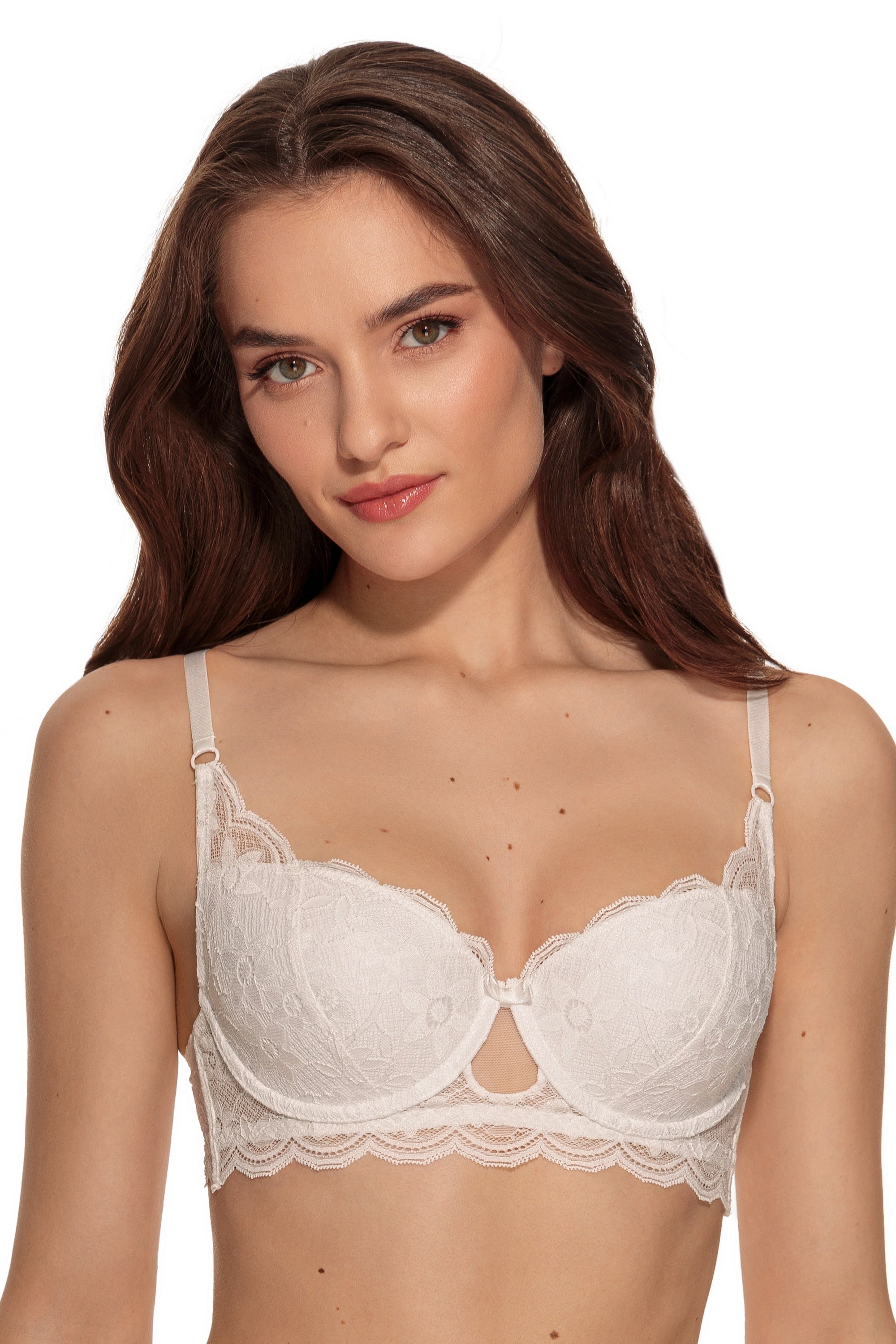 Кружевной бюстгальтер балконет 1128/10 Luis milk