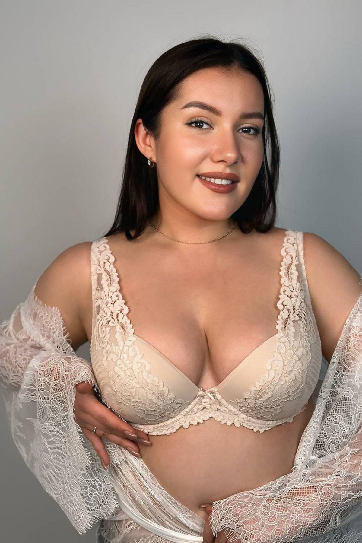 Мереживний бюстгальтер пуш-ап Lace Love 58K10 silver peony